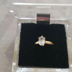 1ct Blue Topaz Marquise Solitaire In Gold Vermeil.Size 5